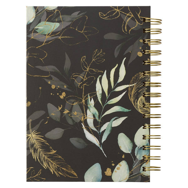 Christian Art Gifts - Journal Wirebound Black Feathers He Will Cover You Ps. 91:4