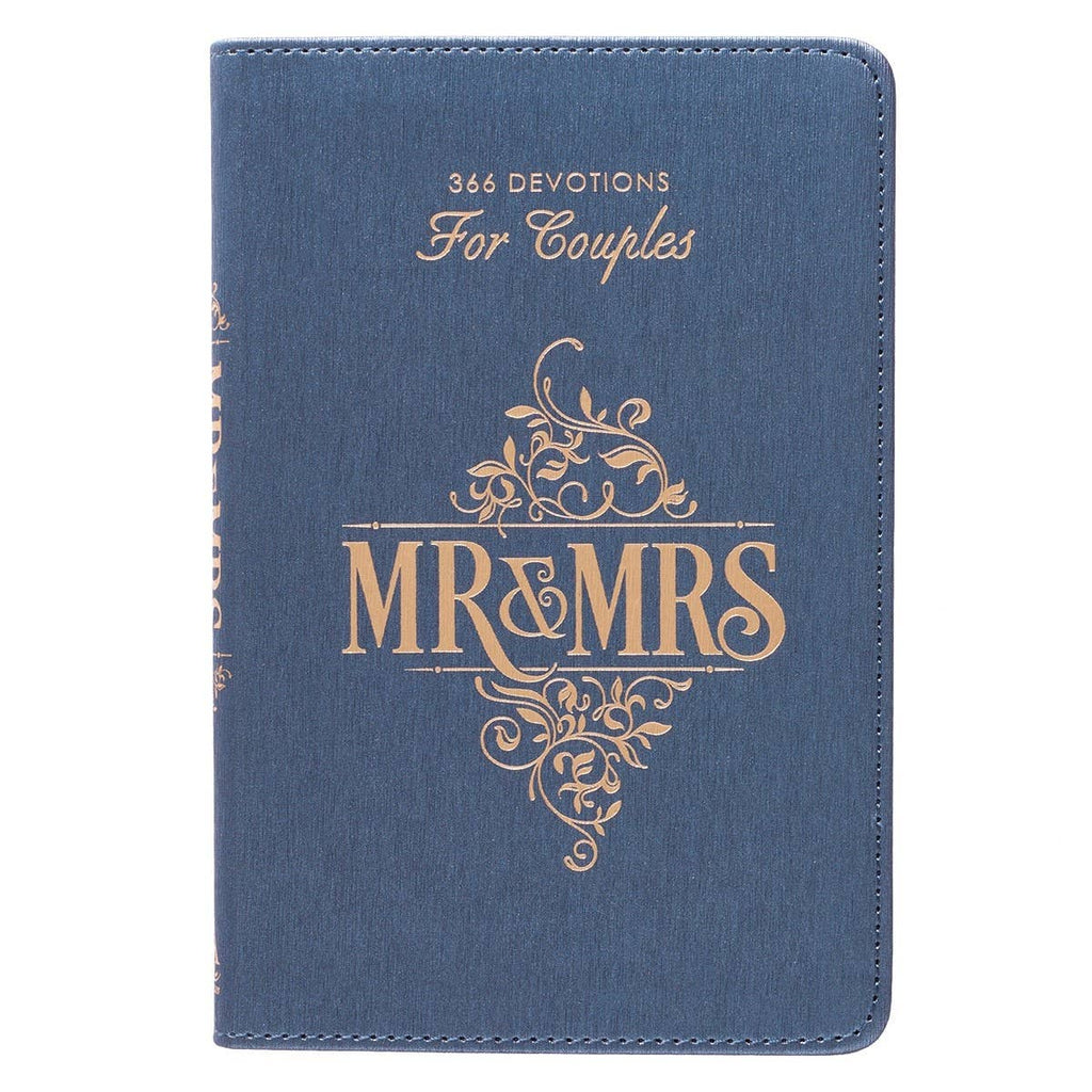 Christian Art Gifts - Devotional for Mr. & Mrs. Blue Faux Leather