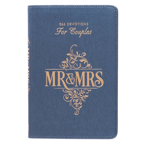 Christian Art Gifts - Devotional for Mr. & Mrs. Blue Faux Leather