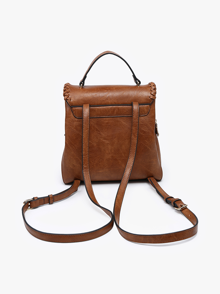 Jen & Co. - BP2473 Blossom Whipstitch Trim Backpack: Brown