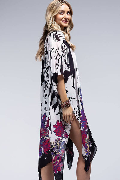 Urbanista - Monotone Flower Print Kimono