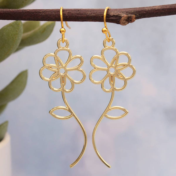 ZAD - Flower Outline Linear Earrings