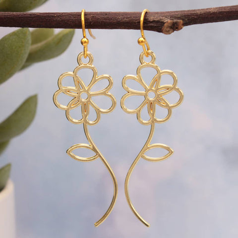 ZAD - Flower Outline Linear Earrings