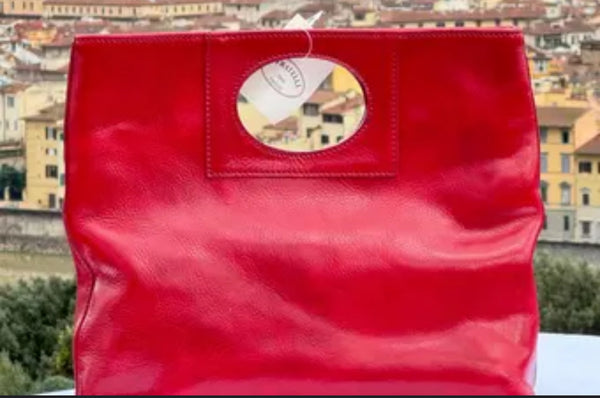Italian Leather Purse with Modern Handle ~ 10% Off for Annual Sale