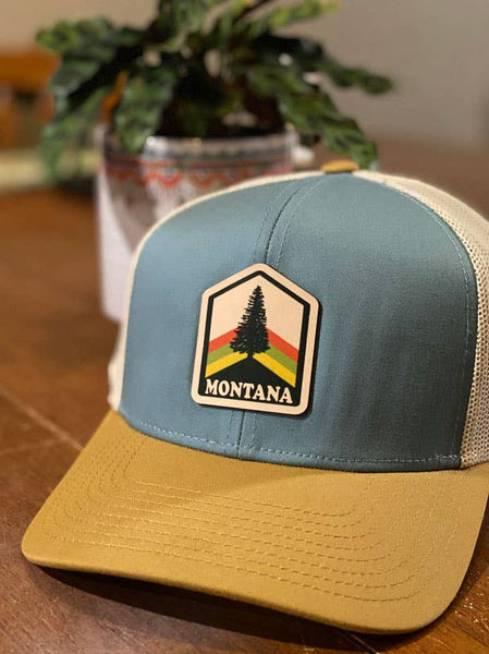 MT Brand Apparel - Retro Tree Badge - Customizable -  Leather Patch Hat
