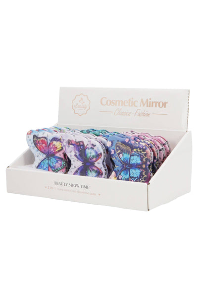Cap Zone - Butterfly Floral Cosmetic Compact Mirror