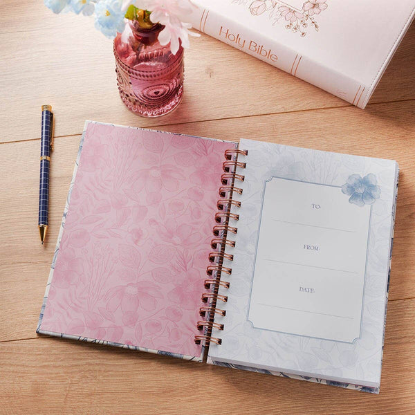Christian Art Gifts - Journal Spiral Blue Floral Trust In the Lord Prov. 3:5