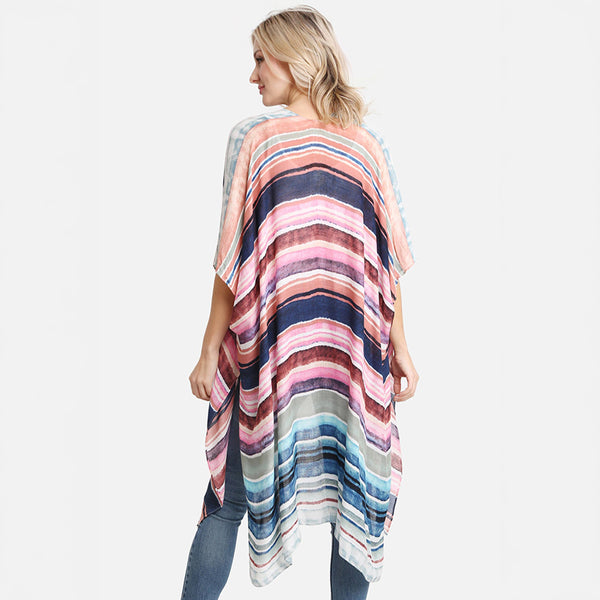 Hana - Stripe Multi Color Pattern Summer Kimono Cover Up
