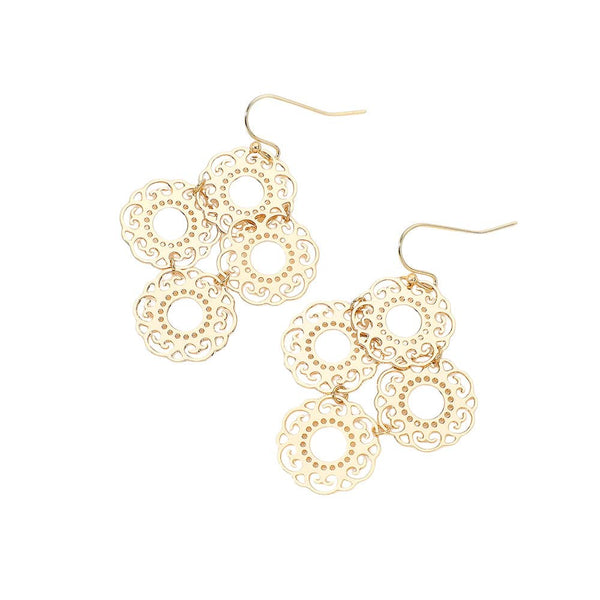 Sensibling Corp. - Metal Filigree Disc Link Dropdown Earrings
