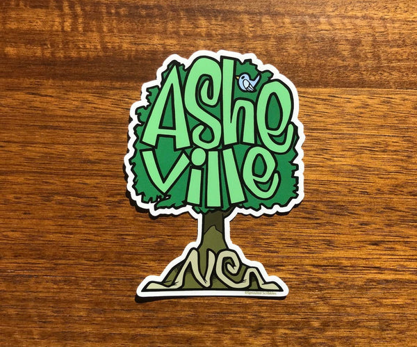 Sprouted Scribbles - Asheville Sticker | Tree | Waterproof Vinyl Decal