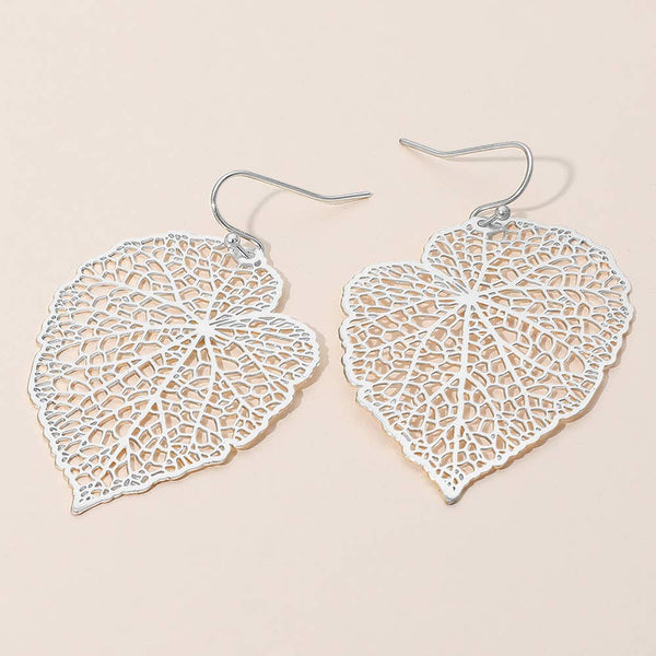 Sensibling Corp. - Metal Filigree Leaf Dangle Earrings