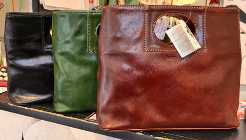 Italian Leather Purse with Modern Handle ~ 10% Off for Annual Sale