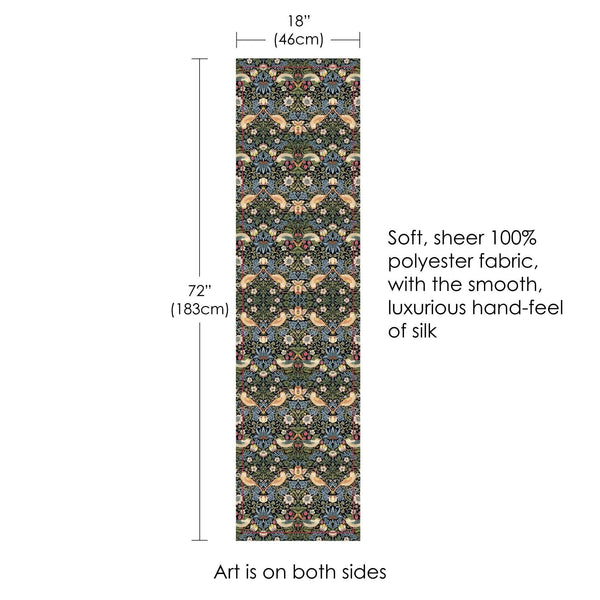 RainCaper - William Morris Strawberry Thief Long Sheer Scarf – Lightweight, Elegant, Silky-Soft