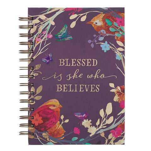 Christian Art Gifts - Journal Wirebound Large Purple Blessed Is She