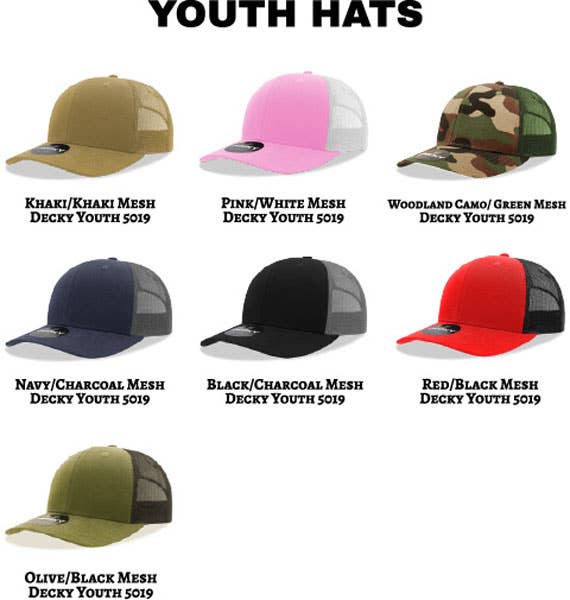 MT Brand Apparel - Funky Heart Customizable Leather Patch YOUTH Mesh Back Hat