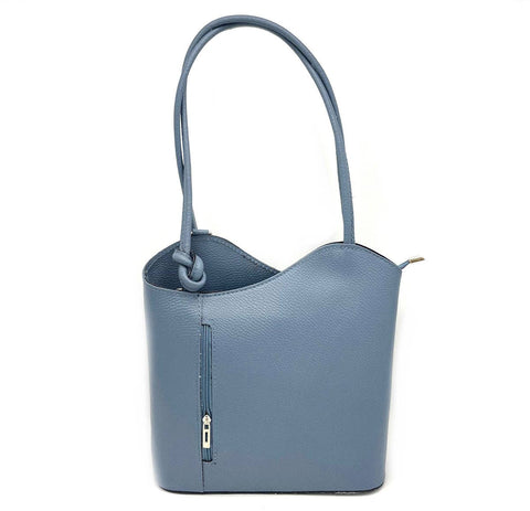 Suie Valentini srl - Genuine leather Backpack/shoulder bag, Made in Italy, art. 112140: Dusty Blue