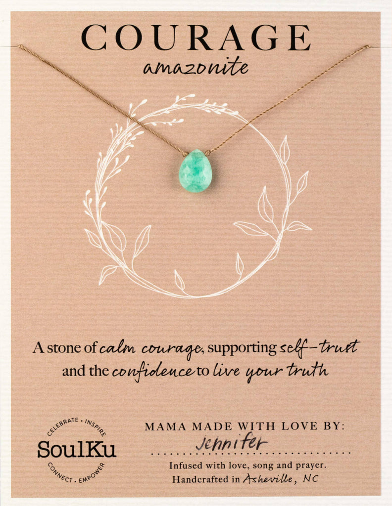 SoulKu - Amazonite Gemstone Necklace - Courage Gift Women