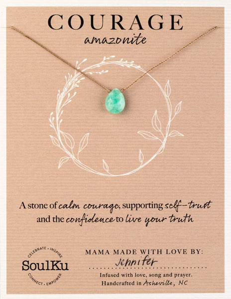 SoulKu - Amazonite Gemstone Necklace - Courage Gift Women