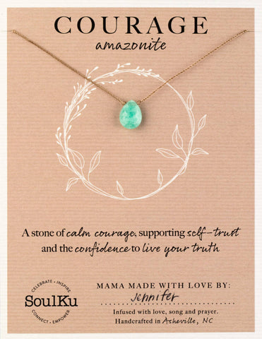 SoulKu - Amazonite Gemstone Necklace - Courage Gift Women