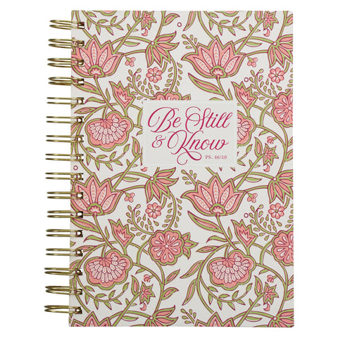 Christian Art Gifts - Journal Wirebound Pink Be Still & Know Ps. 46:10