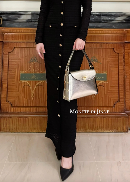 MONTTE DI JINNE - Italian Handmade Leather Top Handle Bag with Bee Emblem