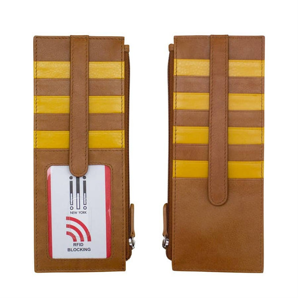 ili New York - 7800 Leather Card Holder with Zip Pocket