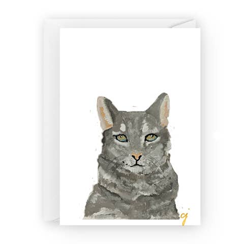 claire jordan designs - Cat Greeting Card | Blank | Framable Artwork 