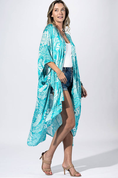 Urbanista - Aqua Palm-Leaf Kimono
