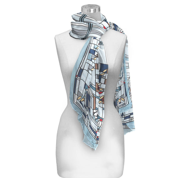 RainCaper - Frank Lloyd Wright Waterlilies Long Sheer Scarf – Lightweight, Elegant, Silky-Soft