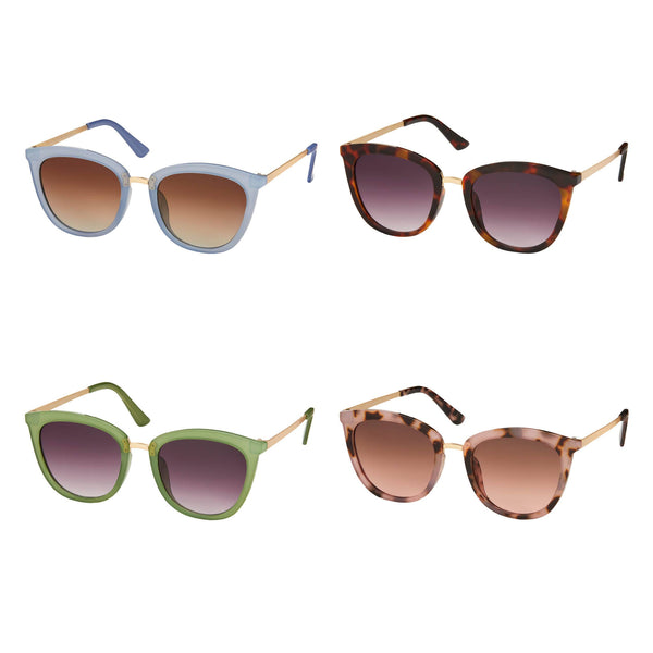 Blue Gem Sunglasses Inc - 1227 NEW JADE CAT EYE COMBO ASSORTED COLORS