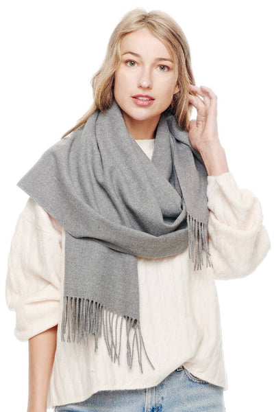 Hana - Soft Cashmere Solid Color Scarf: Heather Gray