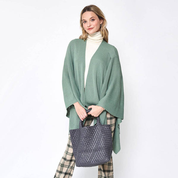 Fashion City - Solid Ruana with Shoulder Strap