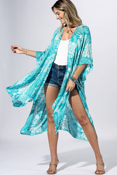 Urbanista - Aqua Palm-Leaf Kimono