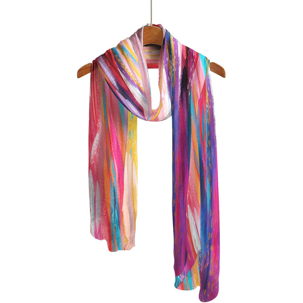RainCaper - EttaVee's Brush Strokes 90 Long Sheer Scarf – Lightweight, Elegant, Silky-Soft