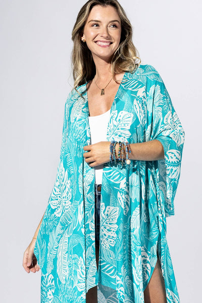 Urbanista - Aqua Palm-Leaf Kimono