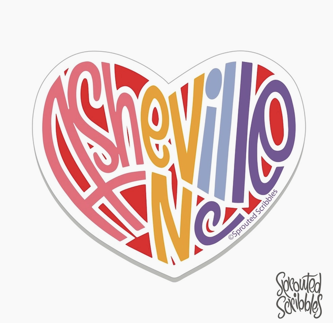 Sprouted Scribbles - Asheville MAGNET | Rainbow Heart | Vinyl