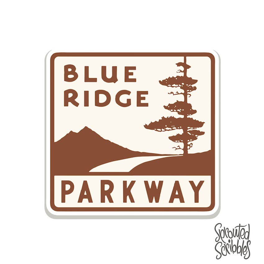 Sprouted Scribbles - Blue Ridge Parkway Sticker | North Carolina | Virginia