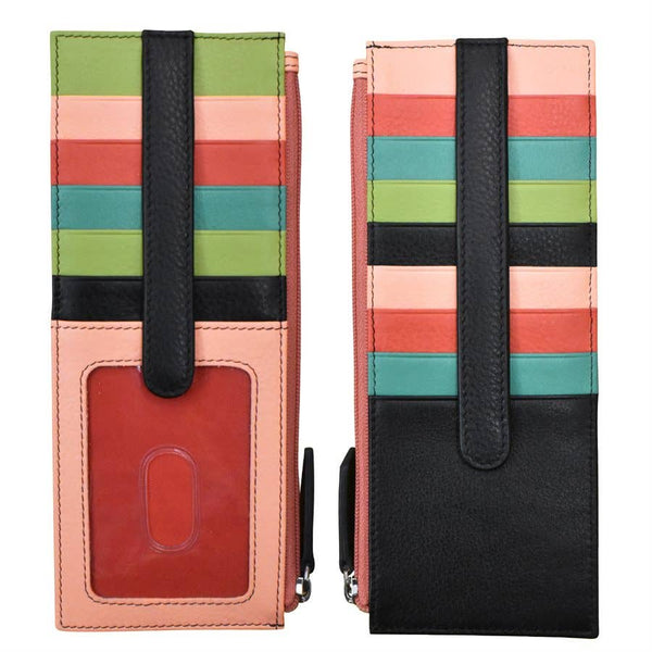 ili New York - 7800 Leather Card Holder with Zip Pocket