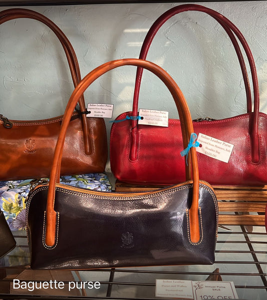 Italian Leather Baguette Purse. Pre-tariff pricing.