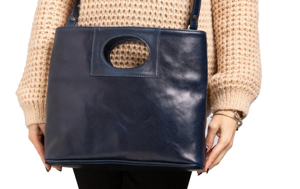 Italian Leather Purse with Modern Handle ~ 10% Off for Annual Sale