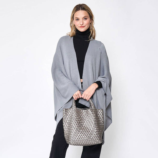 Fashion City - Solid Ruana with Shoulder Strap