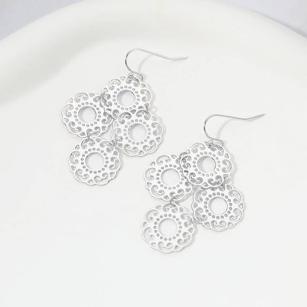 Sensibling Corp. - Metal Filigree Disc Link Dropdown Earrings