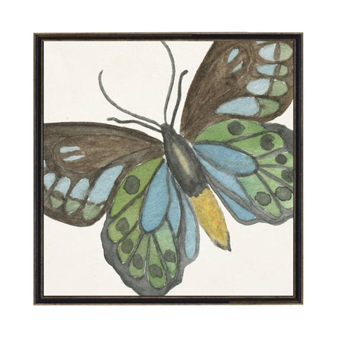 Watercolor Cropped Butterfly Blue, Yellow and Green