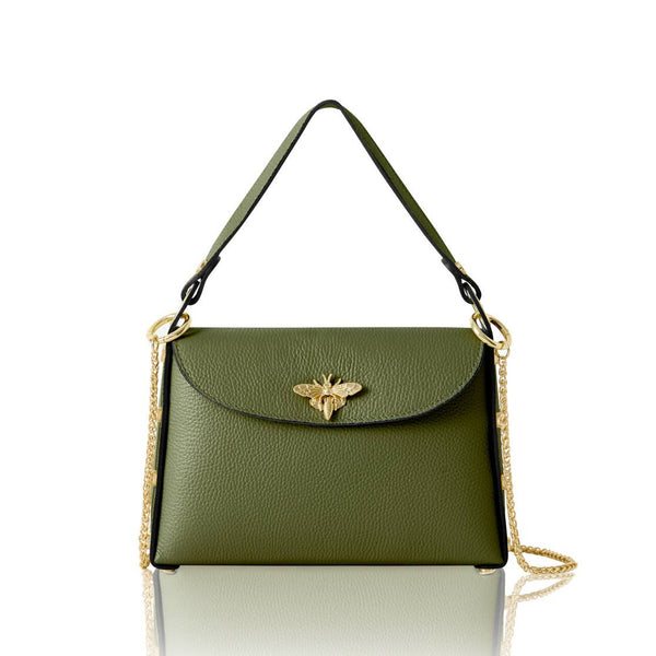 MONTTE DI JINNE - Italian Handmade Leather Top Handle Bag with Bee Emblem