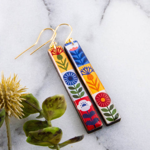 No Man's Land - Bright Scandinavian Bar Earrings