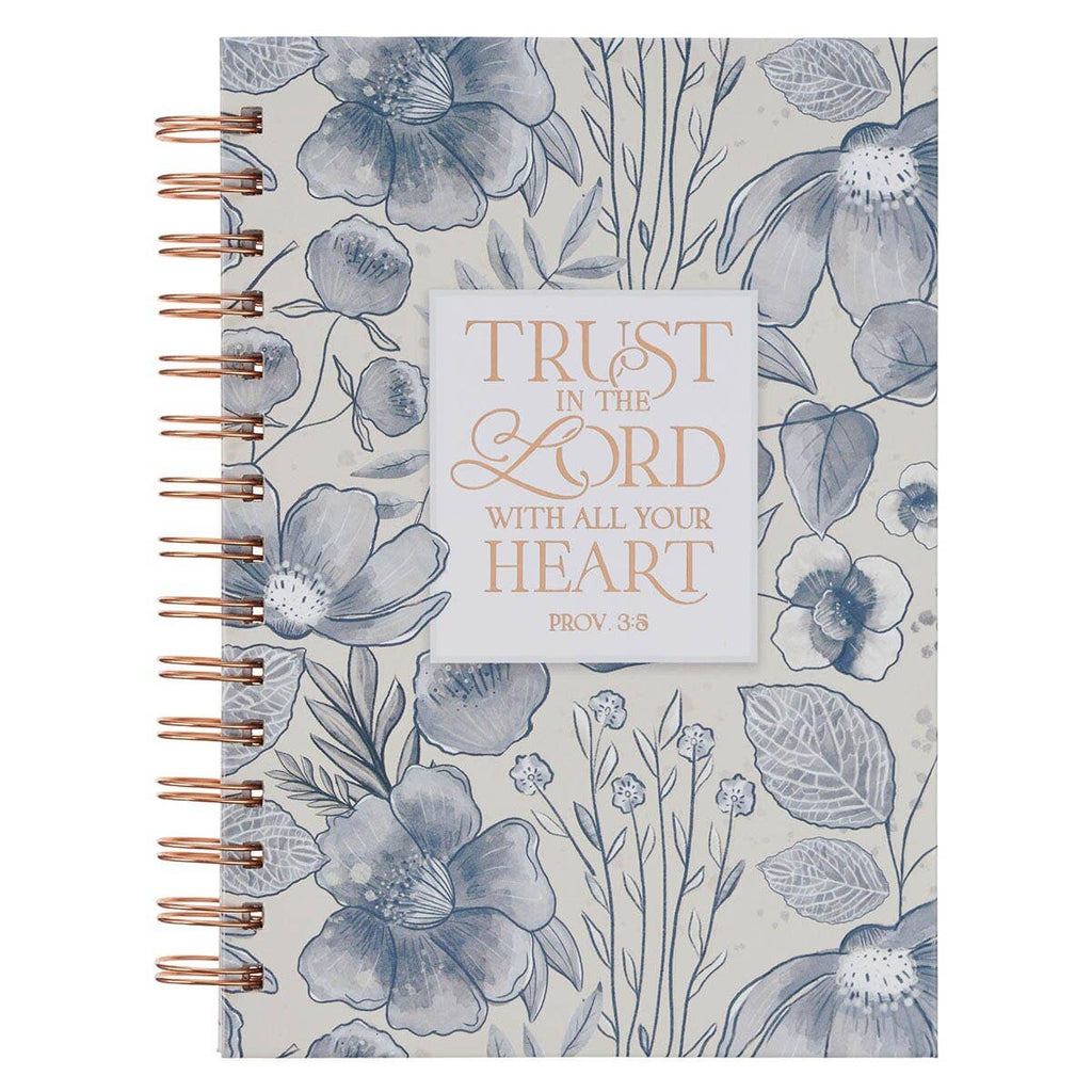 Christian Art Gifts - Journal Spiral Blue Floral Trust In the Lord Prov. 3:5