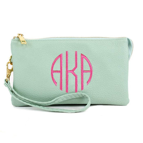 MiMi Wholesale - 7013 Monogrammable Three Compartments Crossbody Bag: Mint