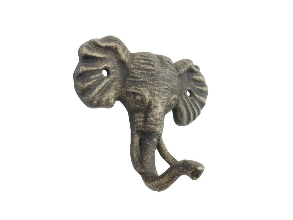 Hampton Ironworks - Rustic Gold Cast Iron Elephant Hook 5"