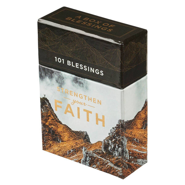 Christian Art Gifts - Box of Blessings Brown Faith Mountains Matt. 17:20
