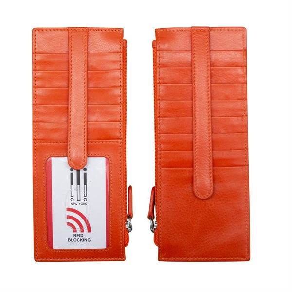 ili New York - 7800 Leather Card Holder with Zip Pocket